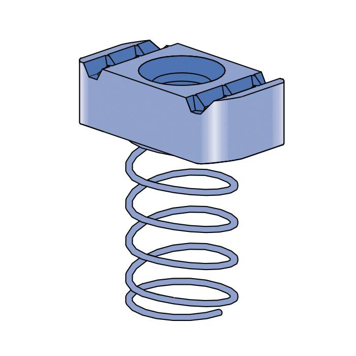 Unistrut® P1006U1420-SS Channel Nut With Spring, For Use With P1000, P1100, P2000 and P3000 Channels, 1/4-20 Thread, Mild Steel