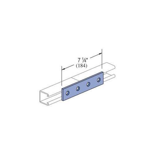 Unistrut® P1067-EG Flat Plate Fitting, 4 Holes, 7-1/4 in L x 1-5/8 in W x 1/4 in THK, Steel