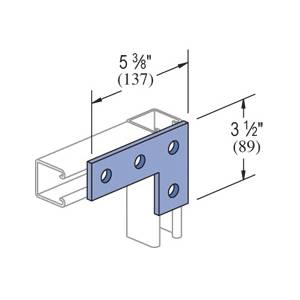 Unistrut® P1380A-SS Channel Flat Plate Fitting, 4 Holes, 5-3/8 in L x 1-5/8 in W x 1/4 in THK, HRPO Steel
