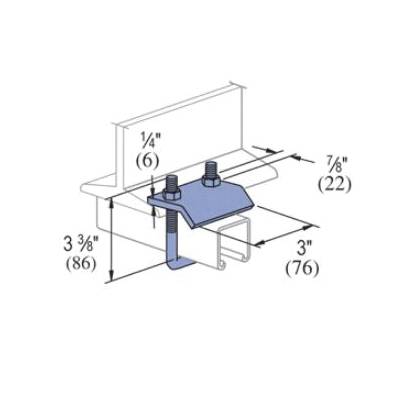 Unistrut® P2785-SS Beam Clamp, 1-5/8 in Channel, 1/4 in THK x 3 in W Flange, 1000 lb Load, Stainless Steel