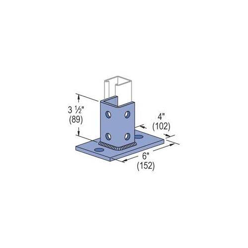 Unistrut® P2941-EG Channel Post Base, 1 Channel, Centered Channel Position, 3-1/2 in H Base, For Use With 1-5/8 in Channel, Steel