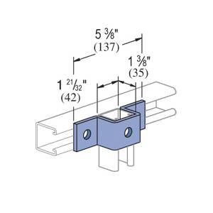 Unistrut® P3047-EG Channel U-Shaped Fitting, 3 Holes, 5-3/8 in L x 1-5/8 in W, For Use With P3000 Channel, HRPO Steel