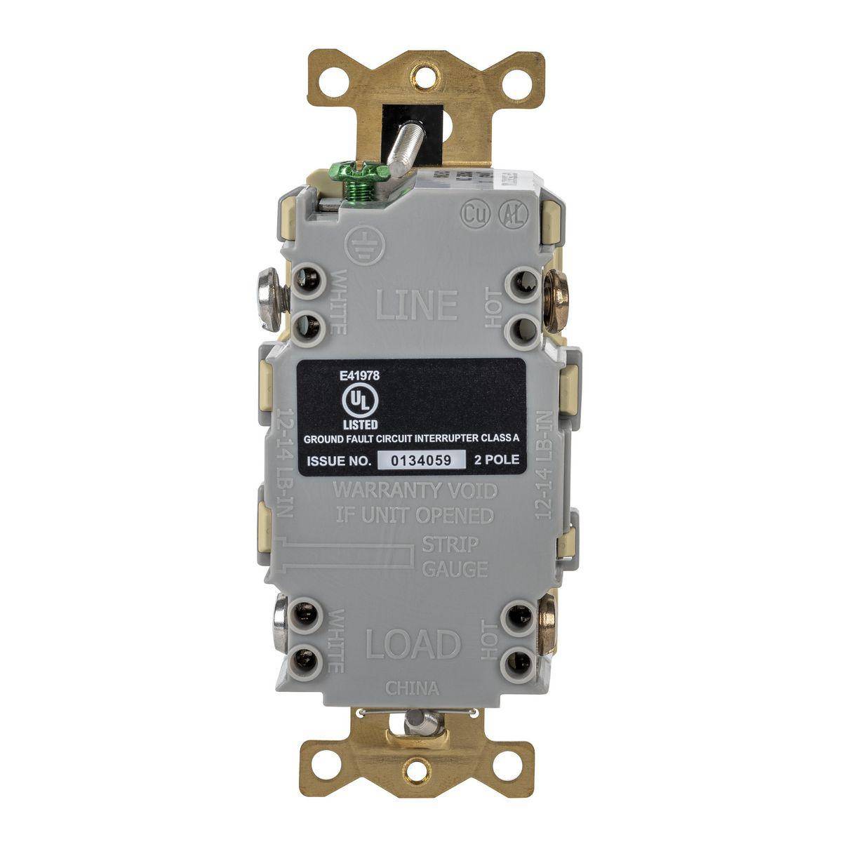 WIRING DEVICE-KELLEMS GFR83I Heavy Duty GFCI Receptacle, 125 VAC, 20 A, 2 Poles, 3 Wires, Ivory