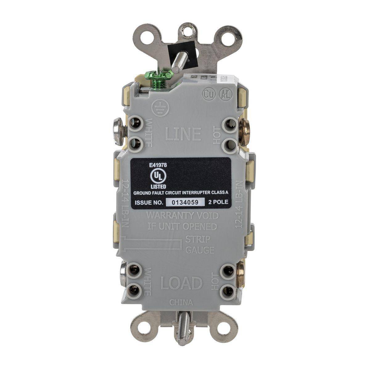 WIRING DEVICE-KELLEMS GFSG5362I Extra Heavy Duty GFCI Receptacle, 125 VAC, 20 A, Ivory