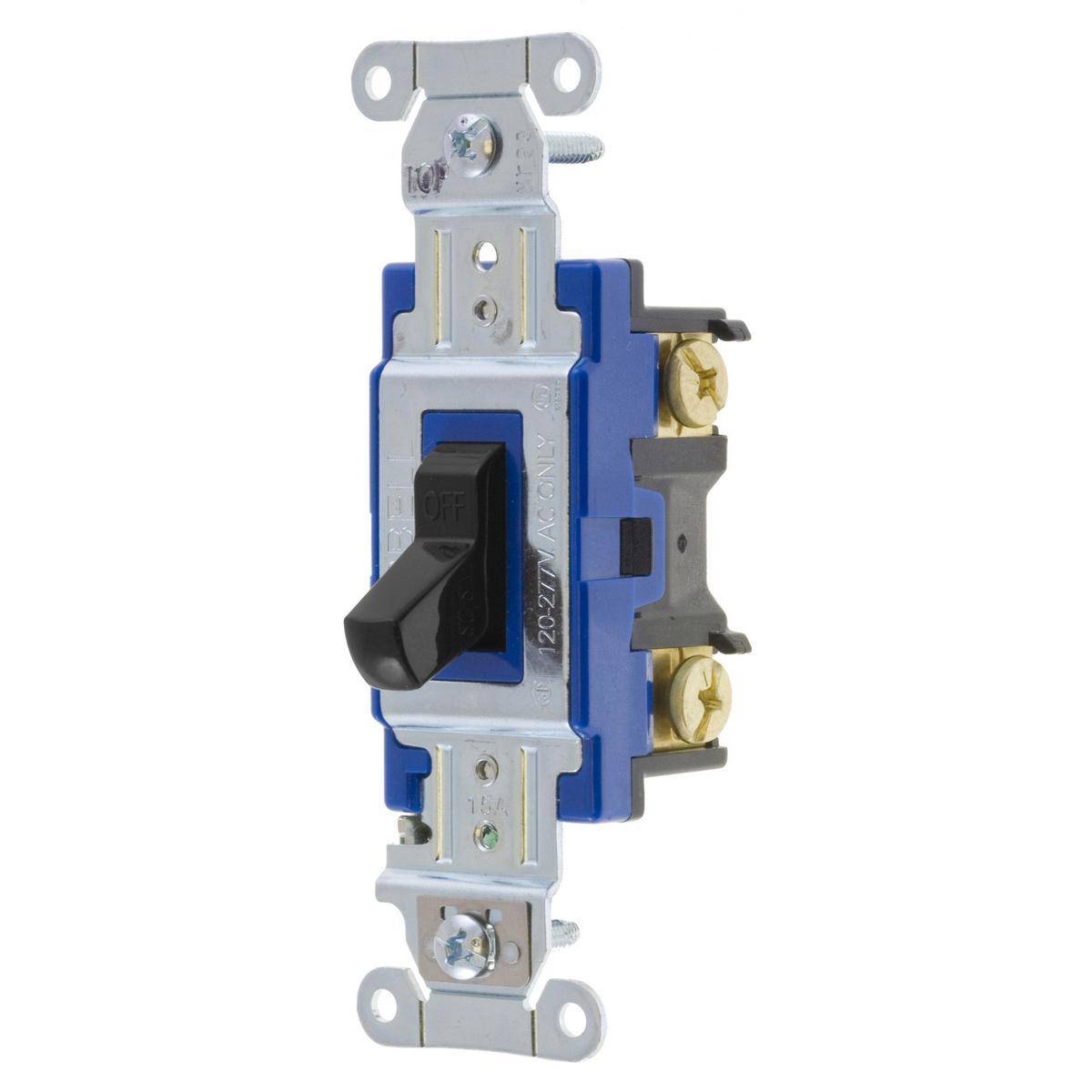 EATON Arrow Hart® 1201BK 1200 Construction Grade Toggle Switch, 120/277 VAC, 15 A, 1/2 hp