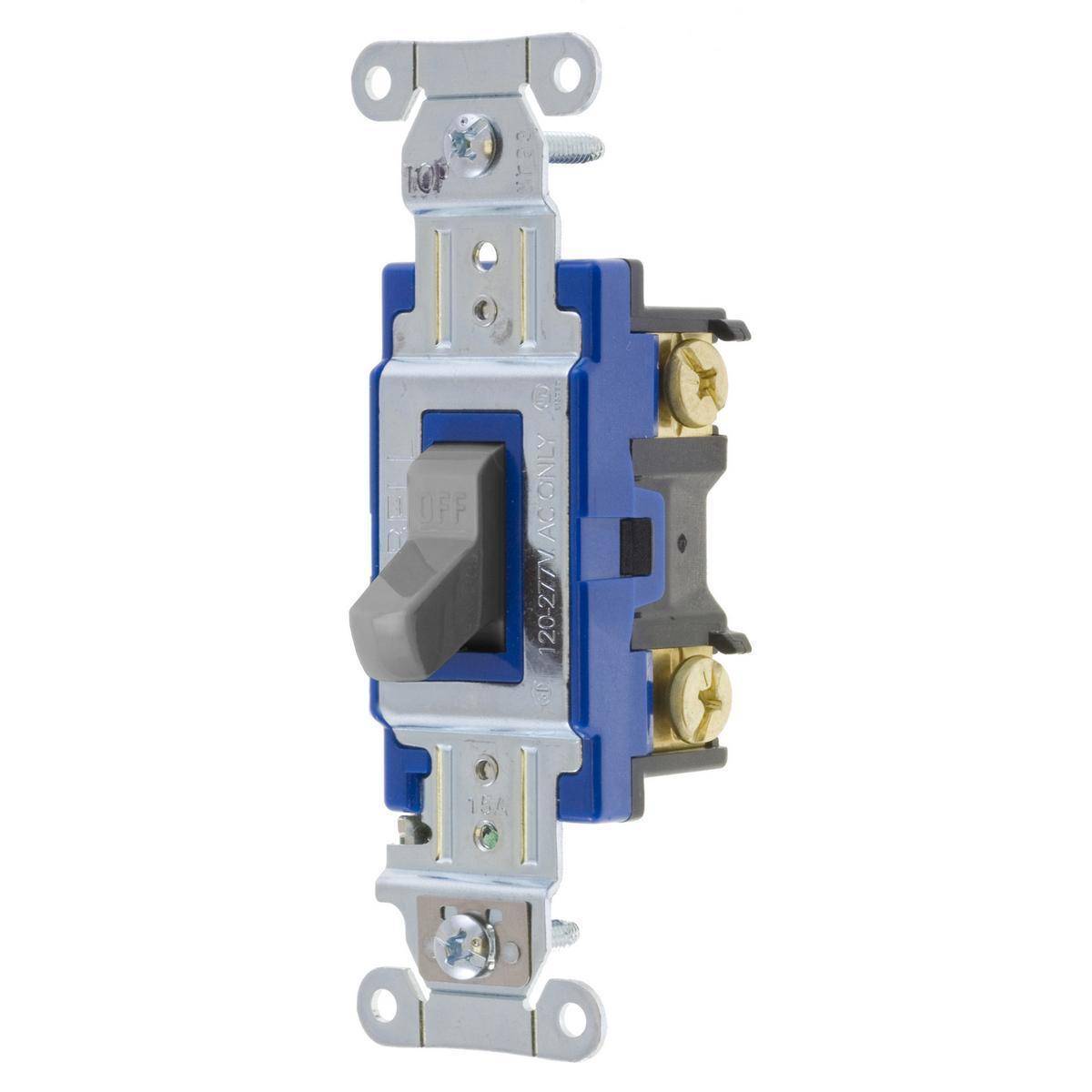 EATON Arrow Hart® 1201GY 1200 Construction Grade Toggle Switch, 120/277 V, 15 A, 1/2 hp Power Rating