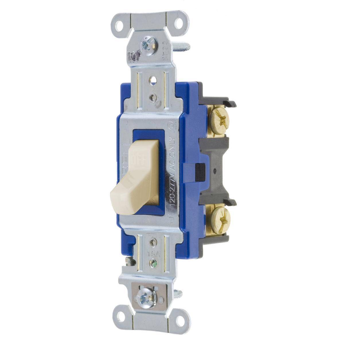 EATON Arrow Hart® 1201LA 1200 Construction Grade Toggle Switch, 120/277 V, 15 A, 1/2 hp Power Rating