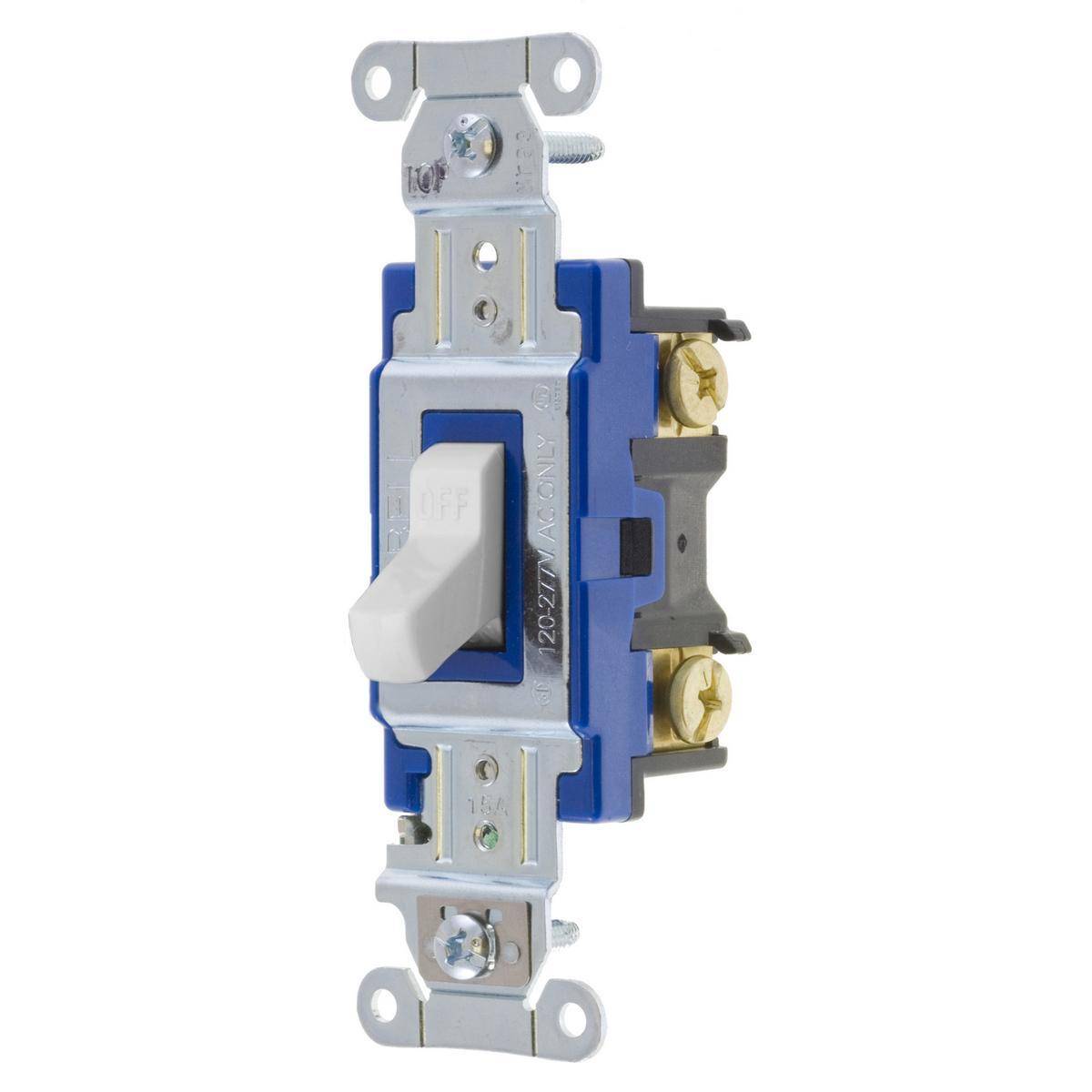 EATON Arrow Hart® 1201W 1200 Construction Grade Toggle Switch, 120/277 V, 15 A, 1/2 hp Power Rating