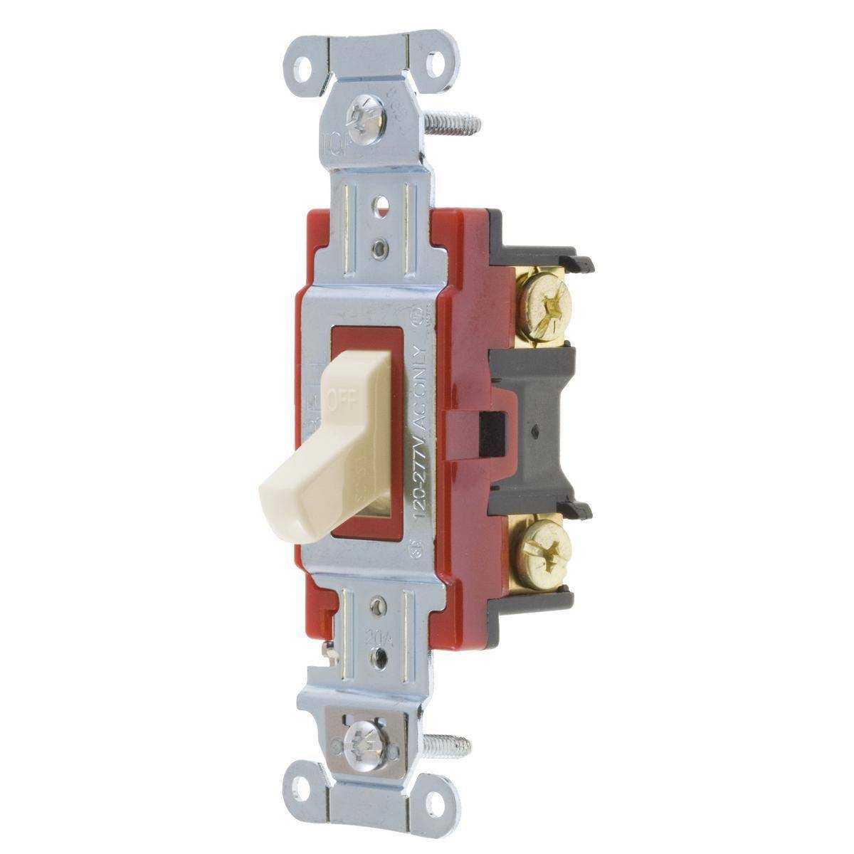 EATON Arrow Hart® 1221LA 1220 Construction Grade Toggle Switch, 120/277 V, 20 A, 1 hp Power Rating