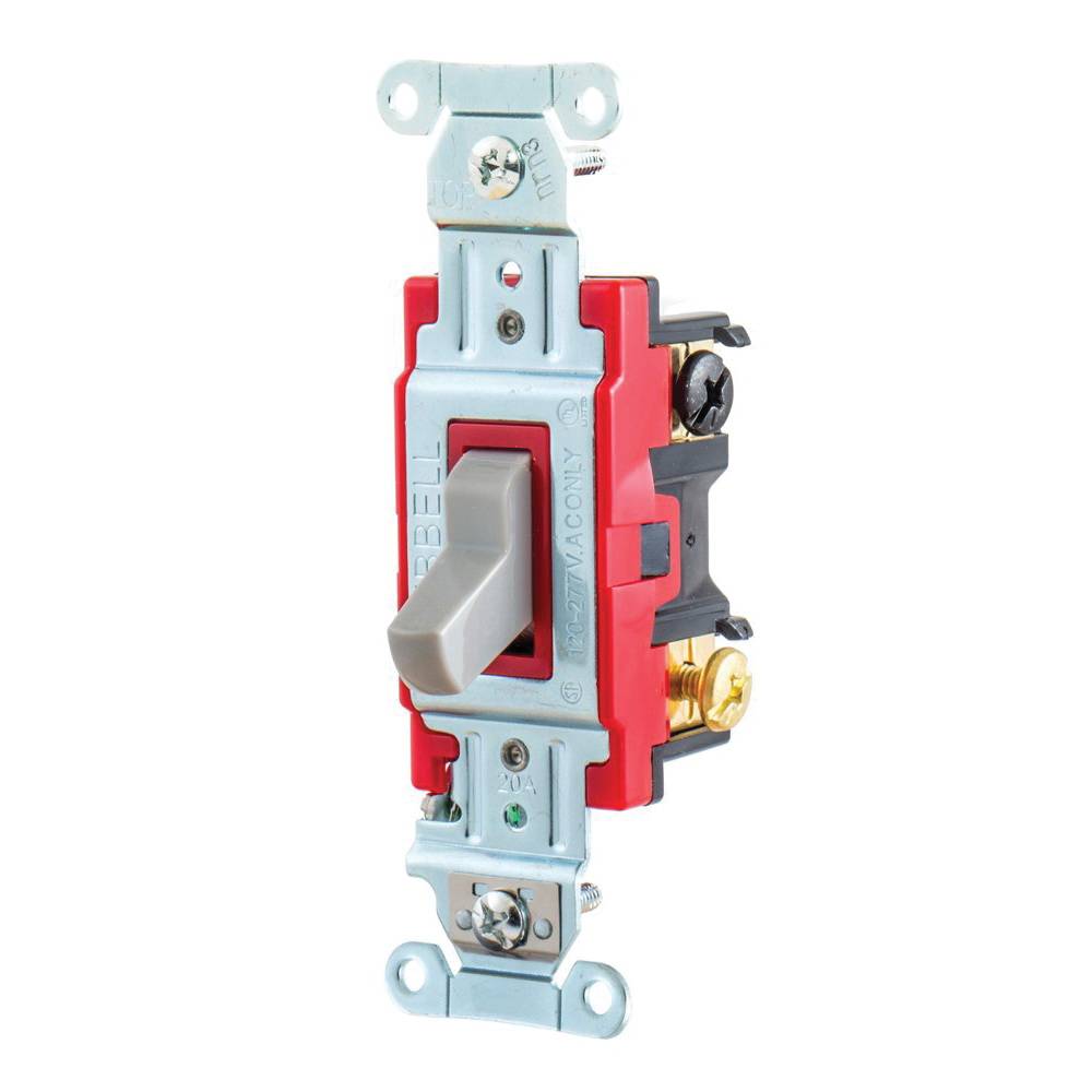 EATON Arrow Hart® 1223GY 1220 3-Way Construction Grade Toggle Switch, 120/277 V, 20 A, 1 hp Power Rating