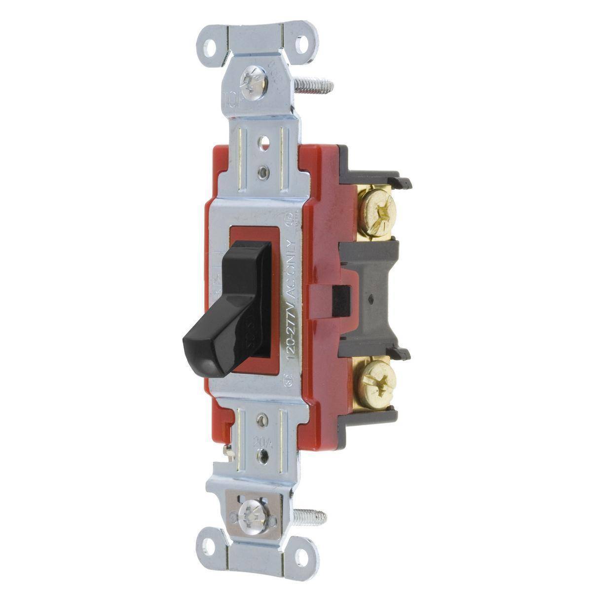 EATON Arrow Hart® 1224BK 1220 4-Way Construction Grade Toggle Switch, 120/277 V, 20 A, 1 hp Power Rating