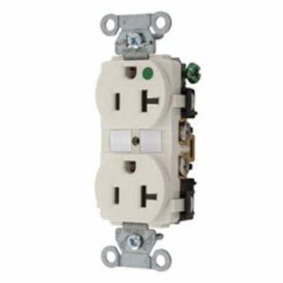 EATON Arrow Hart® 8300LA 8300 Duplex Grounding Straight Blade Receptacle, 125 VAC, 20 A, 2 Poles, 3 Wires, Light Almond