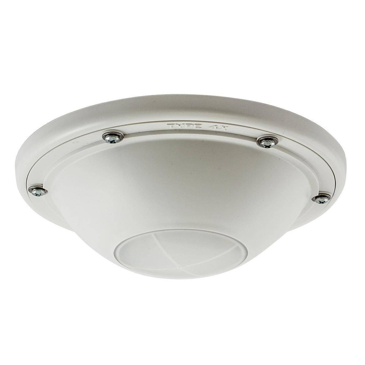 Wiring Device-Kellems H-MOSS® ACIPE Protective Enclosure, For Use With Passive Infrared Ceiling Mount Sensor, 6000 Cycles Minimum Operating, 32 to 104 deg F, Wire Leads Connectors, Threaded Mount, NEMA 4X Enclosure, White