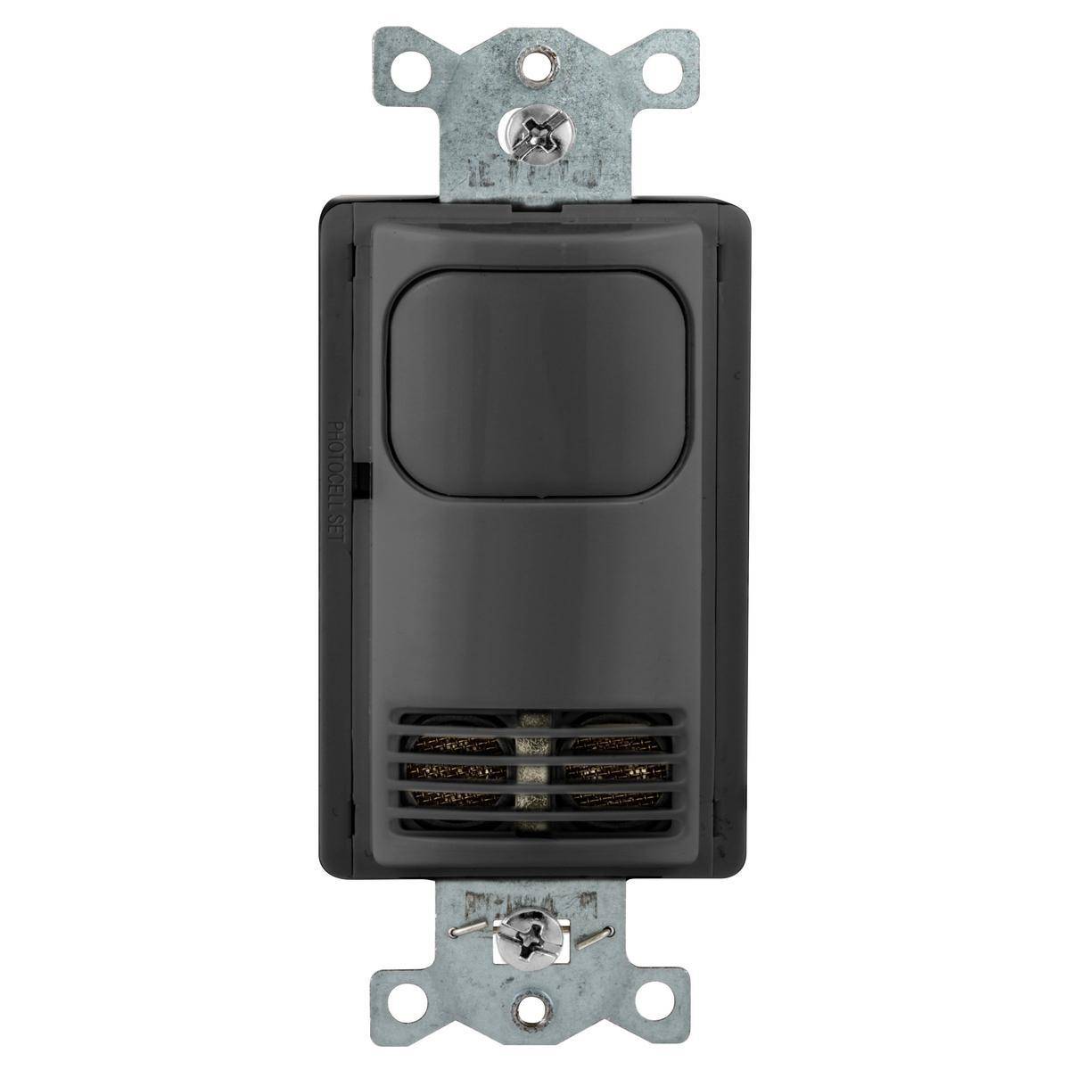 Wiring Device-Kellems H-MOSS® AD2000BK1N 1-Circuit 1 Relay Dual Technology Occupancy Sensor Switch With Photocell, 120/277 VAC, Passive Infrared/Ultrasonic Sensor, 1000 sq-ft Coverage, Wall Mount