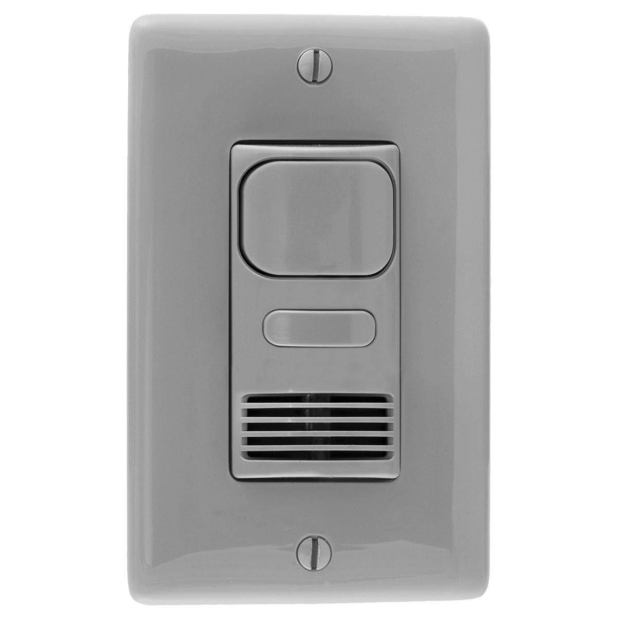 Wiring Device-Kellems H-MOSS® AD2000GY1 1-Button 1-Circuit 1 Relay Adjustable Dual Technology Occupancy Sensor Switch With Photocell, 120/277 VAC, Passive Infrared/Ultrasonic Sensor, 1000 sq-ft Coverage, Threaded Mount