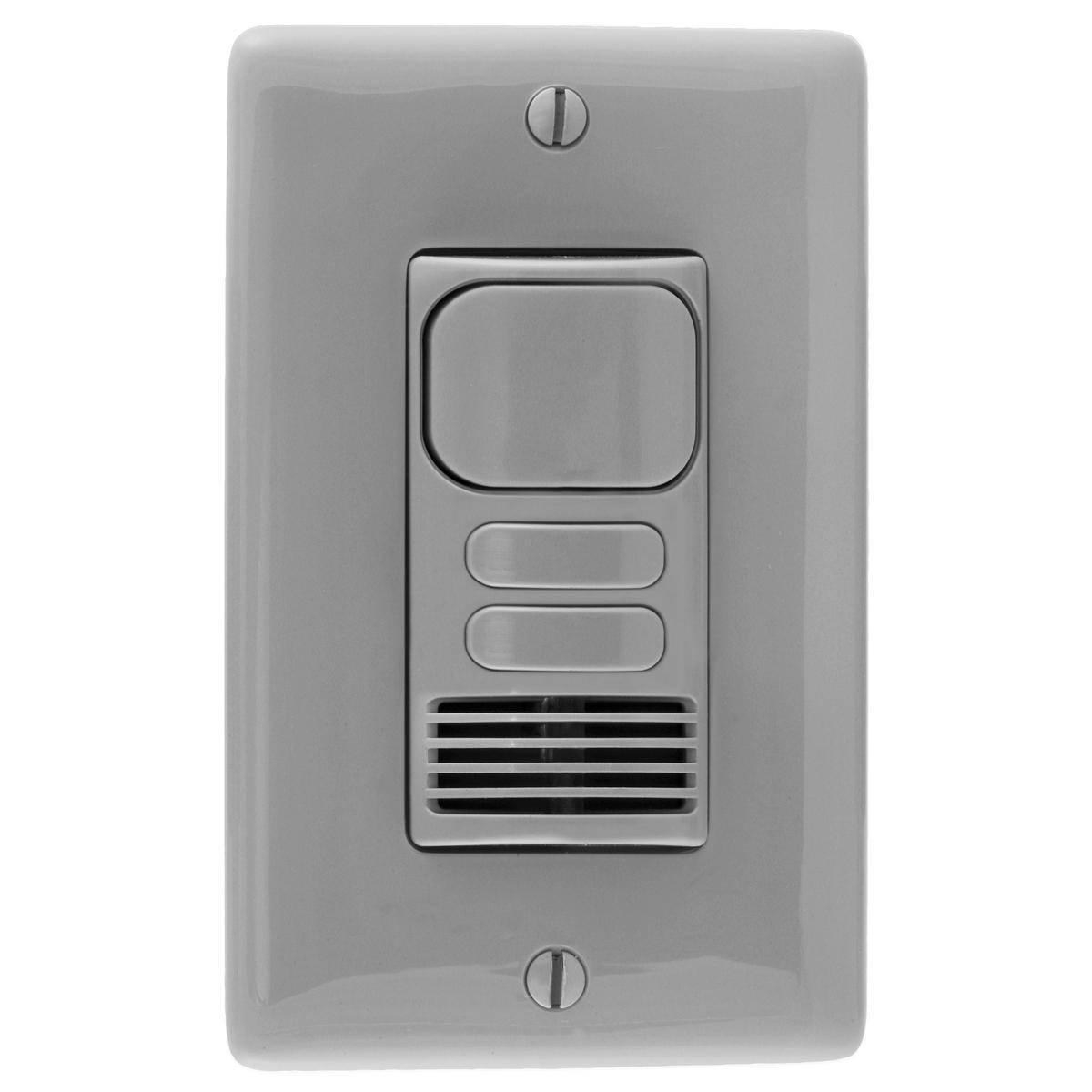Wiring Device-Kellems AD2000GY22 2-Button 2-Circuit Wall Switch Sensor, 120/277 VAC, Occupancy/Vacancy/Passive Infrared/Ultrasonic Sensor, 1000 sq-ft Coverage, Wall Mount