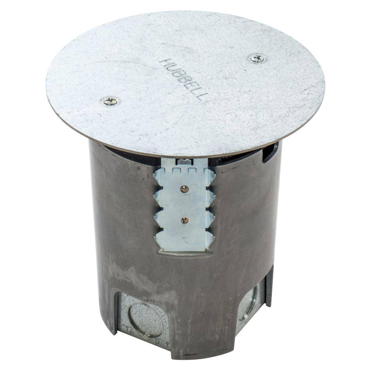 Wiring Device-Kellems SystemOne AFBS1R4BASE Fabricated Raised Access Standard Floor Box With Temporary Installation Cover, Cast Iron, 5 Knockouts, 5.65 in H