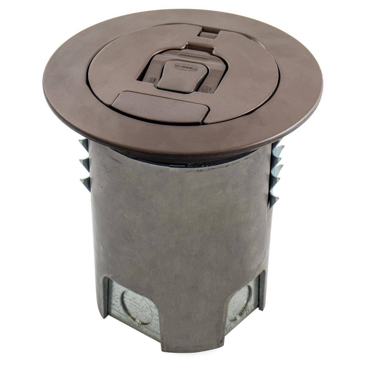 Wiring Device-Kellems SystemOne AFBS1R4BRZ Floor Box With Plated Antique Bronze Coated Cover, Composite, 5 Knockouts, 5.65 in H