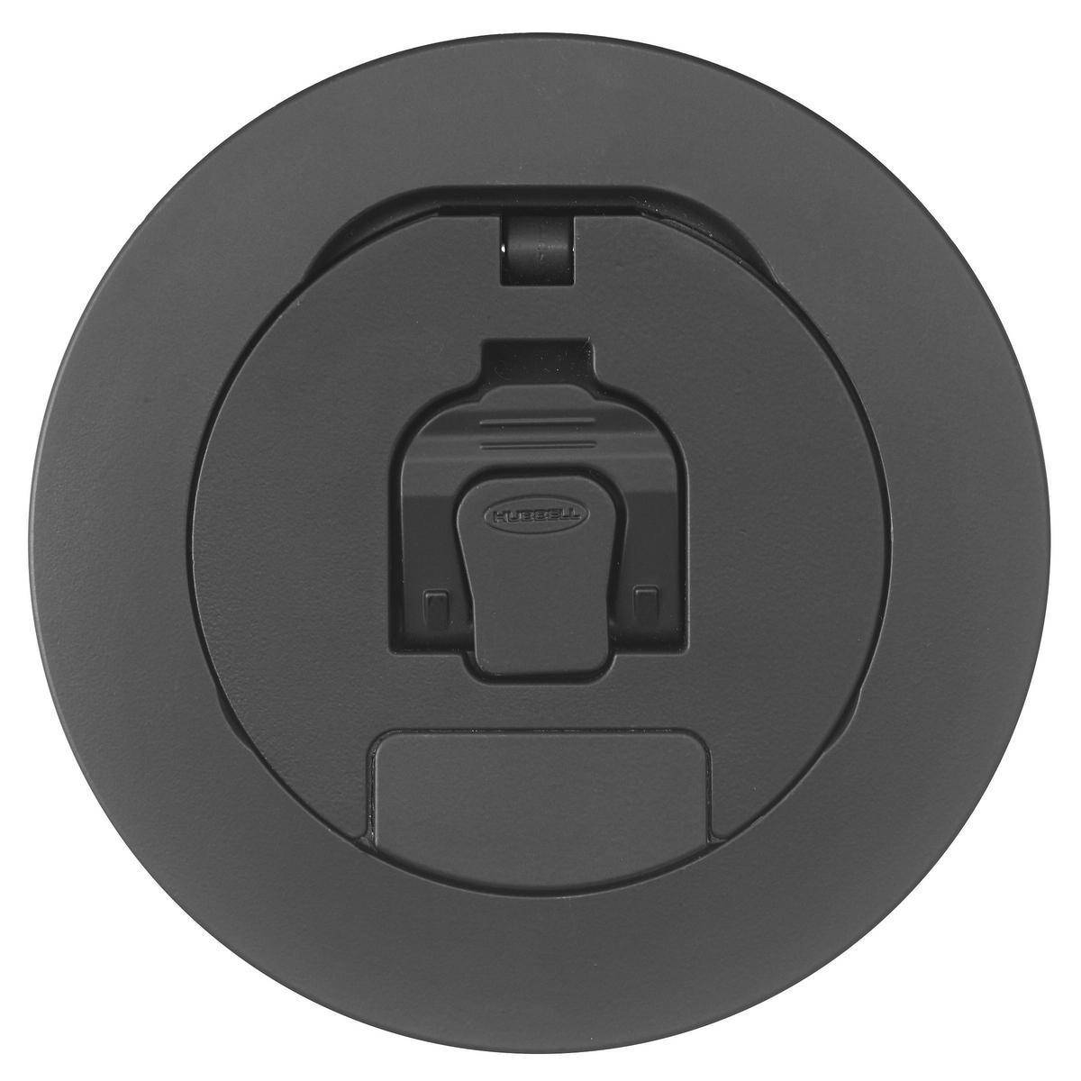 Wiring Device-Kellems SystemOne AFBS1R4CVRBLK Fabricated Single Fold Under Cable Egress Door Floor Box Cover, 4 in Dia, 5-1/2 in L x 5-1/2 in W, Cast Aluminum
