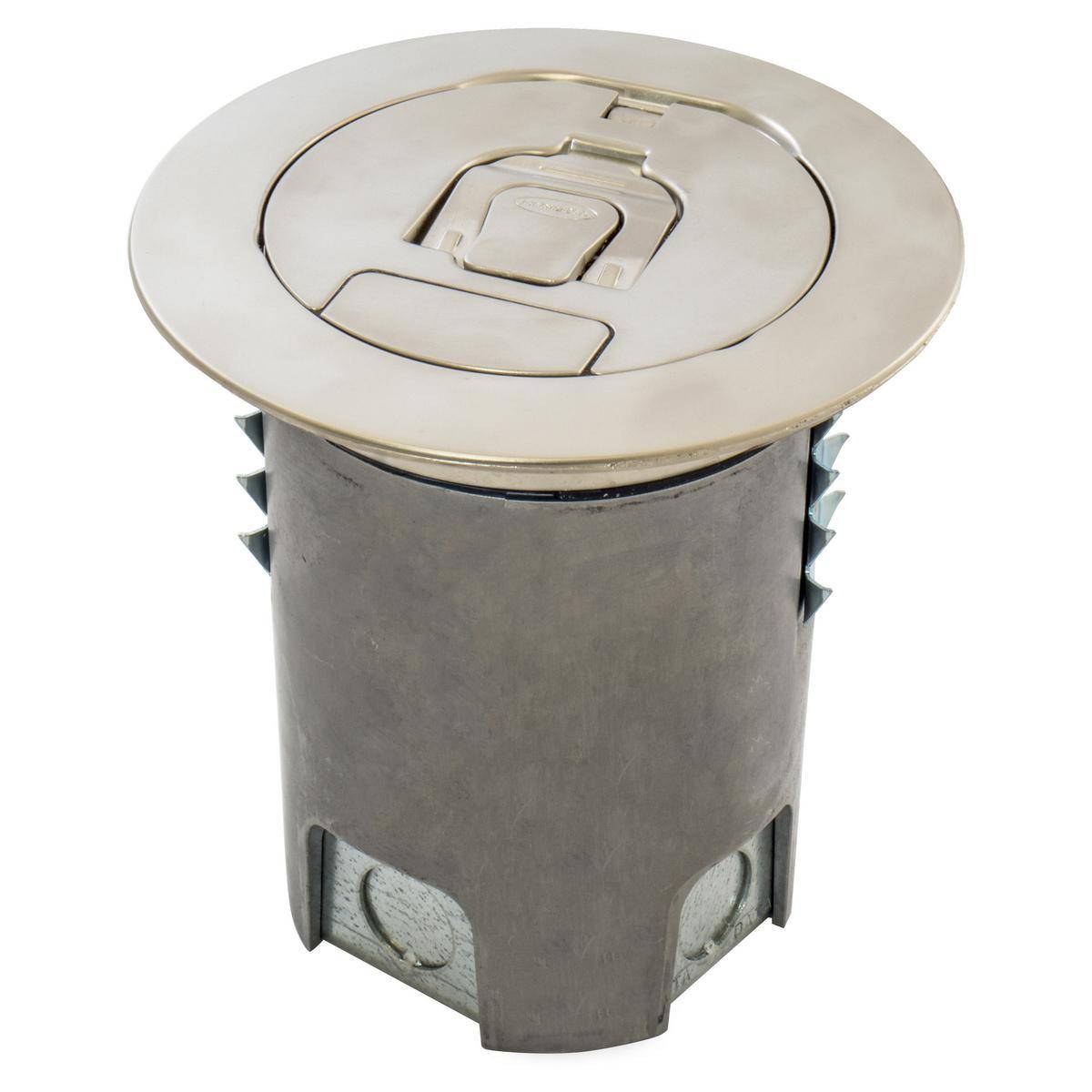 Wiring Device-Kellems SystemOne AFBS1R4NKL Floor Box With Plated Satin Nickel Coated Cover, Composite, 5 Knockouts, 5.65 in H