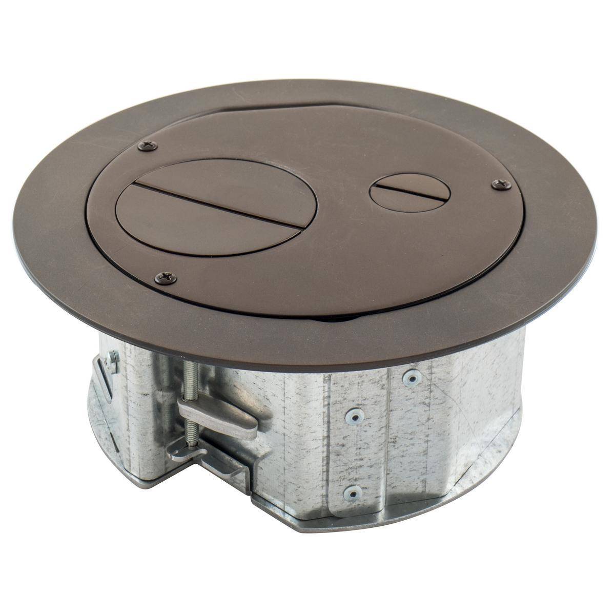 Wiring Device-Kellems SystemOne AFBS1R6FFBRZ Furniture Feed Floor Box With Plated Antique Bronze Coated Cover, Composite, 4 Knockouts, 3.08 in H