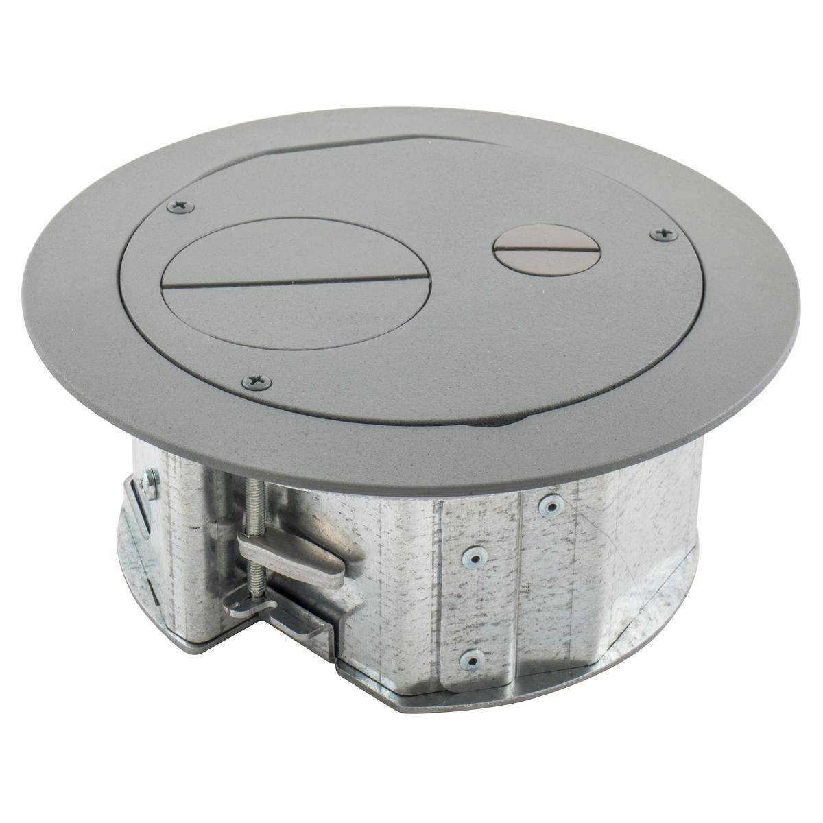 Wiring Device-Kellems SystemOne AFBS1R6FFGRY Furniture Feed Floor Box With Gray Powder Coated Cover, Composite, 4 Knockouts, 3.08 in H