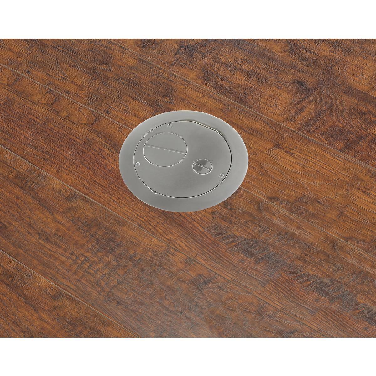 Wiring Device-Kellems SystemOne AFBS1R6FFNKL Furniture Feed Floor Box With Plated Satin Nickel Coated Cover, Composite, 4 Knockouts, 3.08 in H