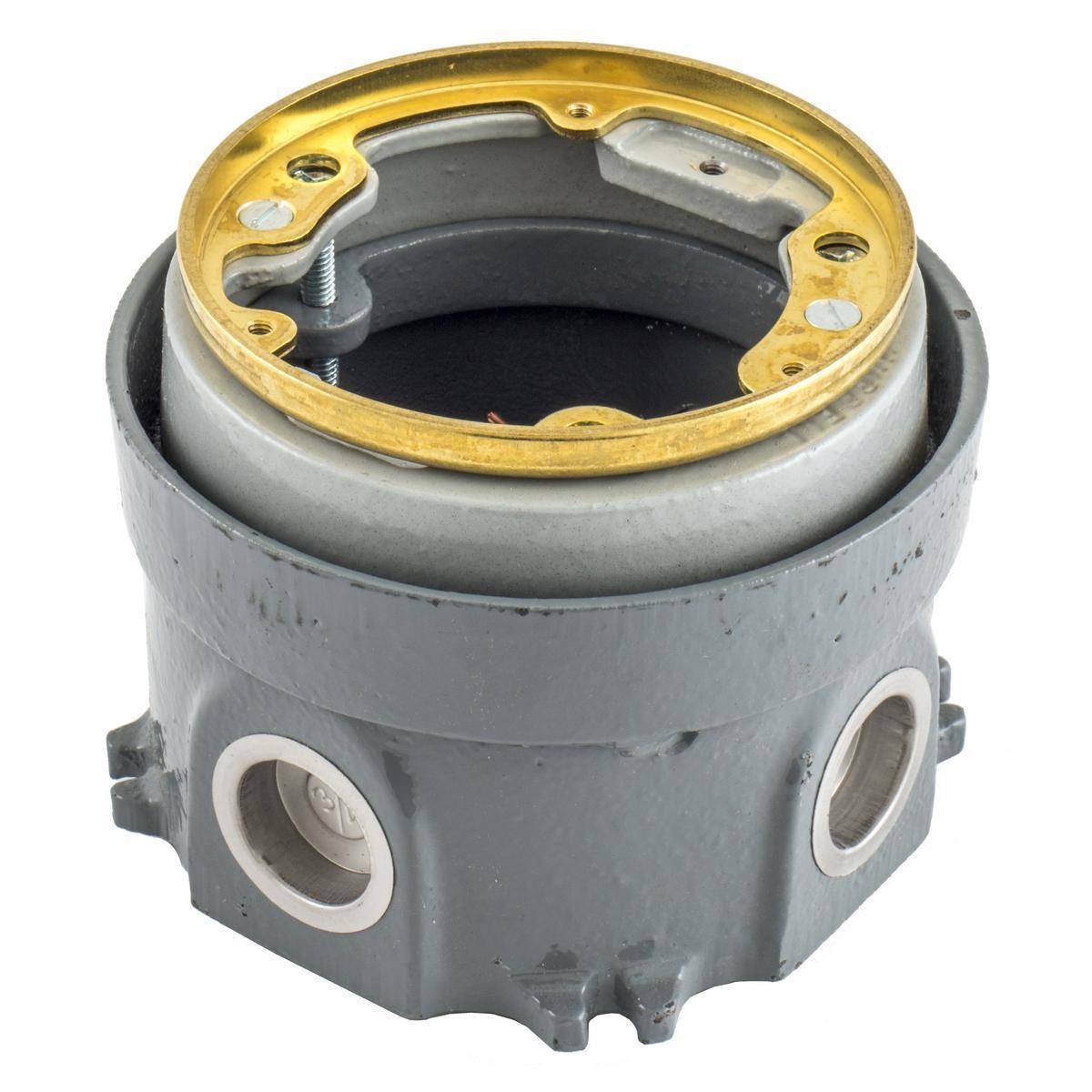 Wiring Device-Kellems B2503 B25 Deep Fully Adjustable Standard Sized Floor Box, Cast Iron, 36 cu-in Capacity, (1) Outlets, (4) Knockouts, 5 in L x 4.63 in W x 3.75 in H