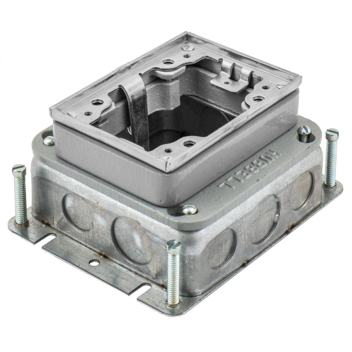 Wiring Device-Kellems BA2429 Fully Adjustable Shallow Concrete Floor Box, Composite, 37.3 cu-in Capacity, 1 Gangs, 10 Knockouts, 6 in L x 4.81 in W x 2.81 in H