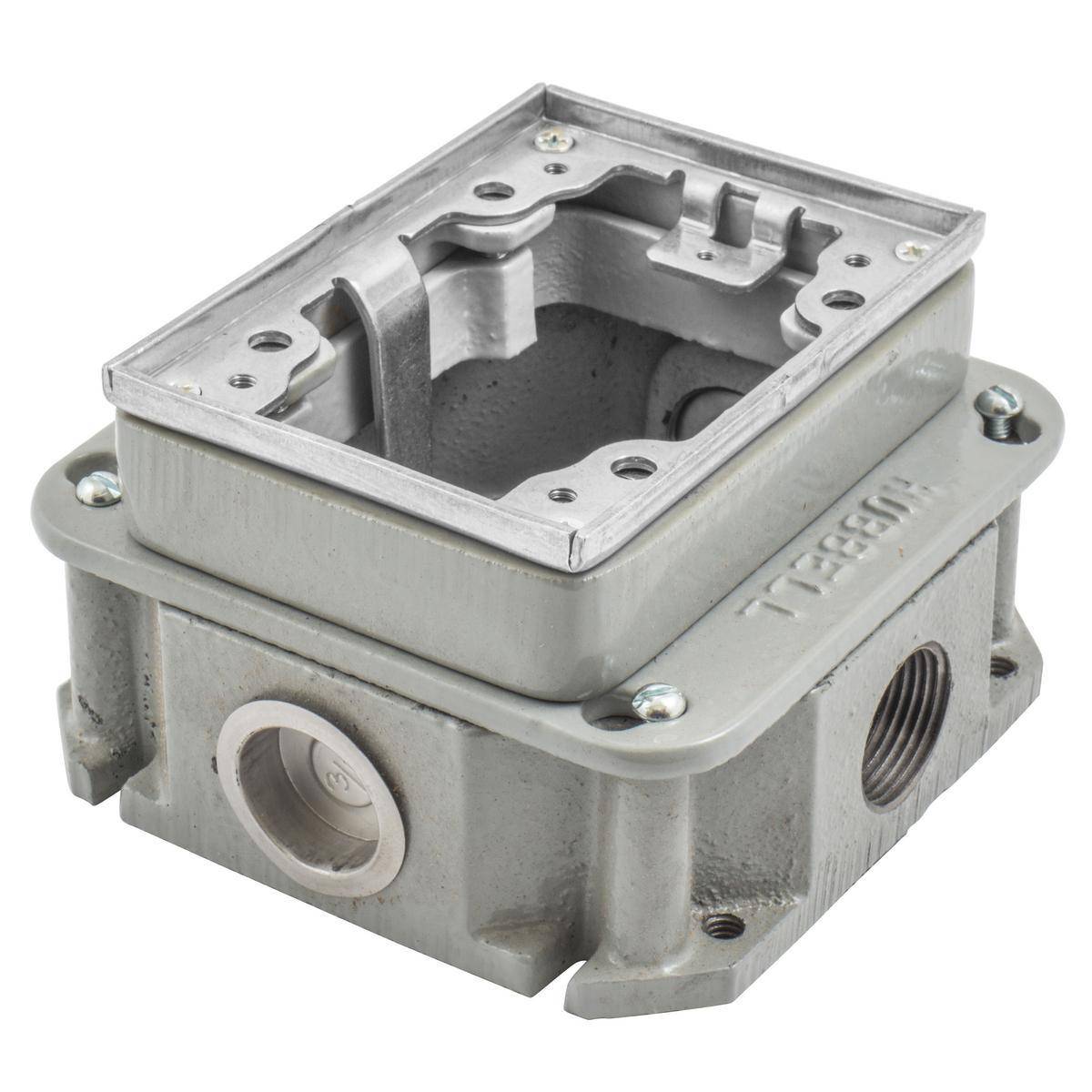 Wiring Device-Kellems BA2437 Deep Fully Adjustable Concrete Floor Box, Cast Iron, 30 cu-in Capacity, 1 Gangs, 4 Knockouts, 4.69 in L x 4.69 in W x 2.9 in H