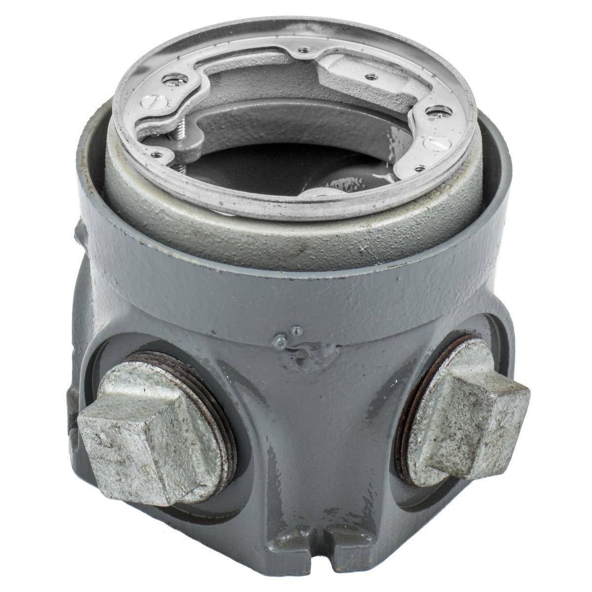 Wiring Device-Kellems BA2506415 Concrete Floor Box, Cast Iron, 50.8 cu-in Capacity, 1 Gang, 4 Knockouts, 5 in L x 4.19 in W x 4.75 in H