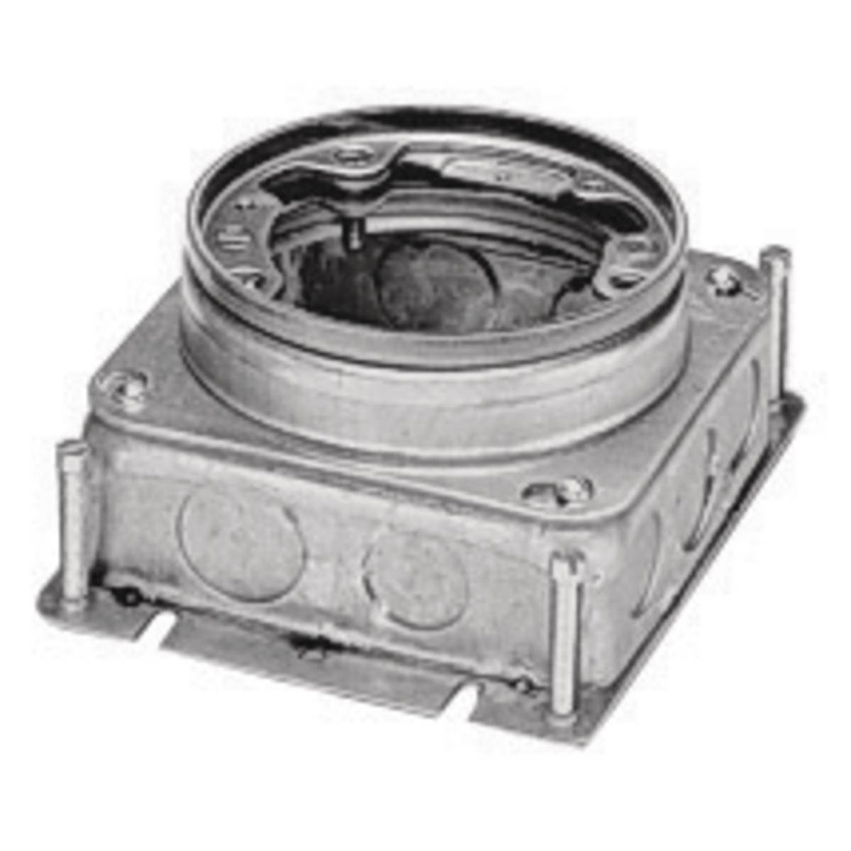 Wiring Device-Kellems BA2529 Fully Adjustable Standard Sized Floor Box, Stamped Steel, 37.3 cu-in Capacity, 1 Gangs, 10 Knockouts, 6 in L x 4.81 in W x 2.91 in H