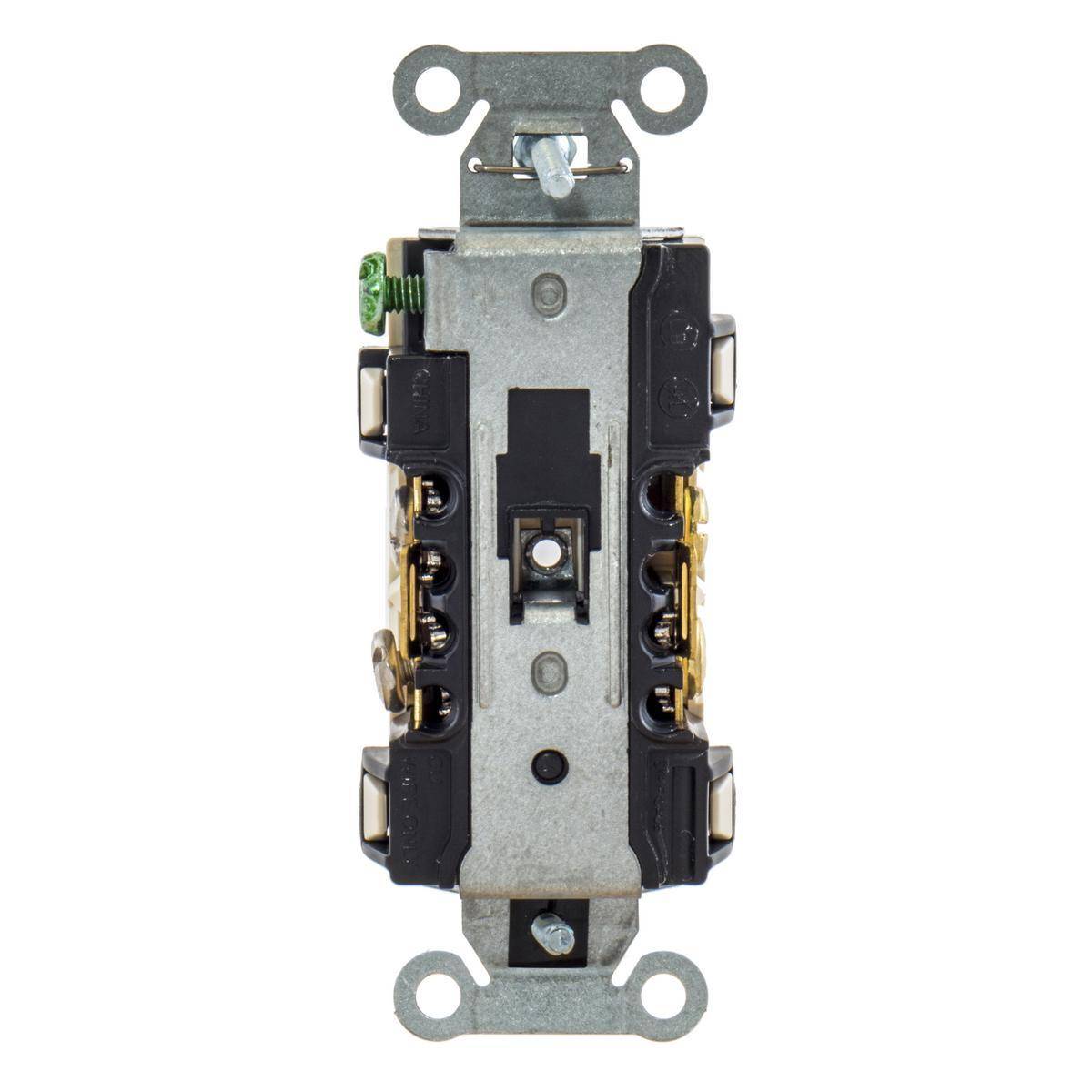 Eaton Wiring Devices Arrow Hart® Cooper Wiring Devices BR15LA Auto Grounding Duplex Straight Blade Receptacle, 125 VAC, 15 A, 2 Poles, 3 Wires, Light Almond
