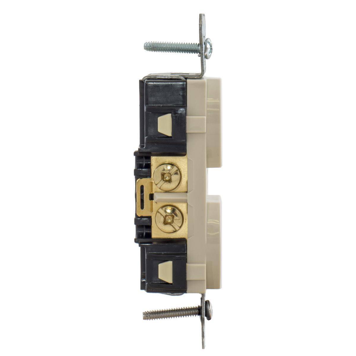 Eaton Wiring Devices Arrow Hart® Cooper Wiring Devices BR15LA Auto Grounding Duplex Straight Blade Receptacle, 125 VAC, 15 A, 2 Poles, 3 Wires, Light Almond