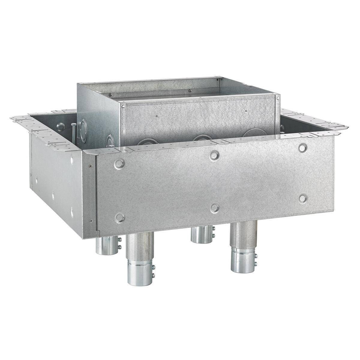 Wiring Device-Kellems ScrubShield® CFB11G6FRK Fire-Rated Standard Pan With (4) Fittings, For Use With CFB Series, CFB11G6 11-Gang Recessed Rectangular Multi-Service Concrete Floor Box, Through Cover Cable Entry, Composite, Black