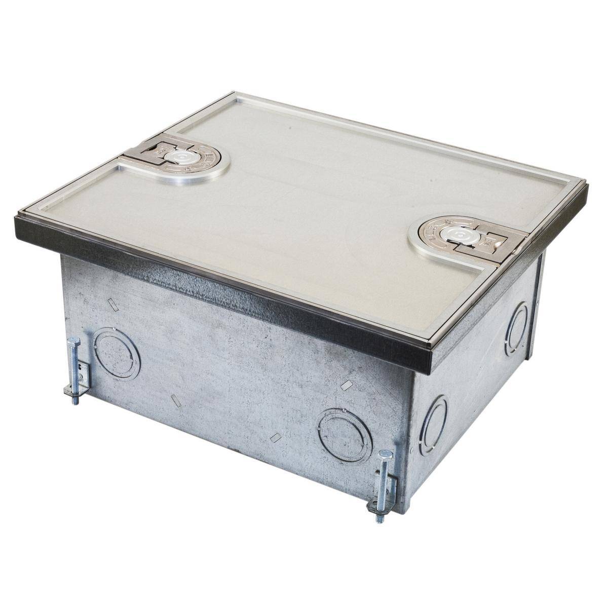 Wiring Device-Kellems CFB8CVRALU1 Carpet Version High Load Floor Box Cover With (2) Egress Doors, 12.81 in L x 14.81 in W