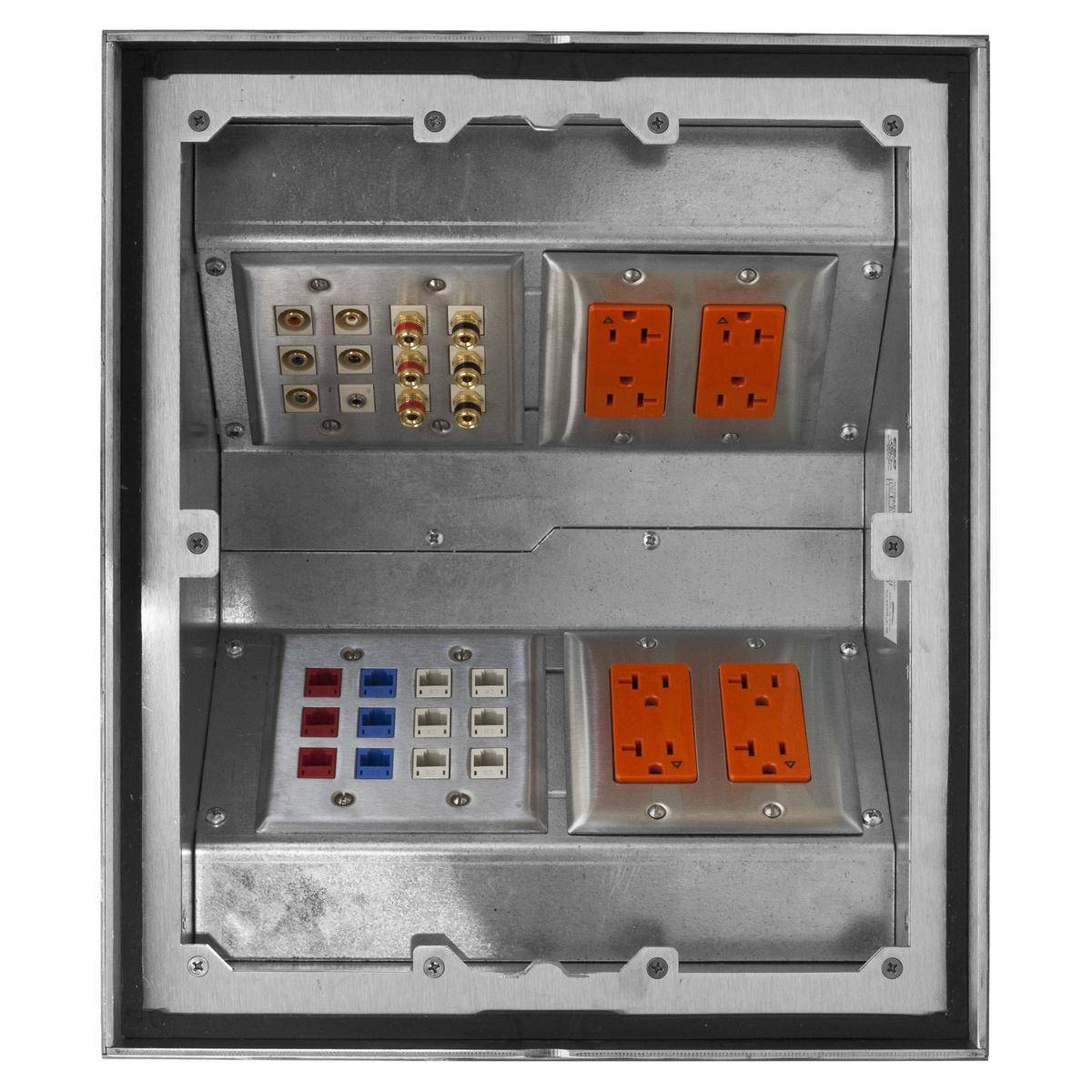 Wiring Device-Kellems ScrubShield® CFB8FC2 CFB Ballroom High Load Recessed Floor Box Cover, Stamped Steel, 8 Gangs, 12 Knockouts, 12.75 in L x 14.75 in W x 6.08 in H