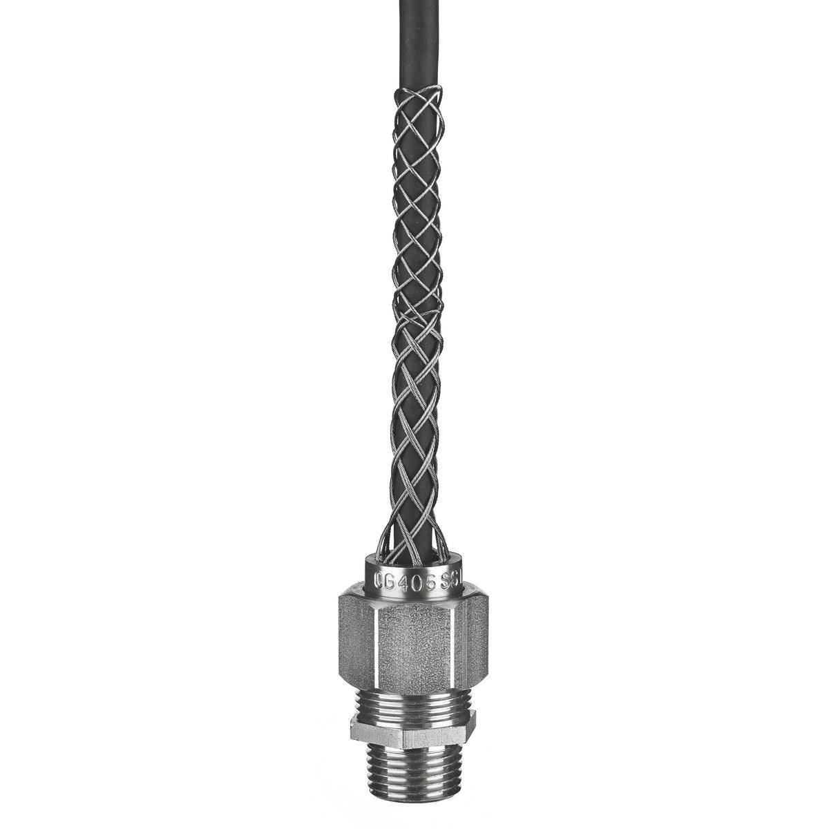 Wiring Device-Kellems CG404SST Form 2 Standard Straight Deluxe Cord Grip, 1/2 in Trade, (1) Conductors, 0.187 to 0.25 in Cable Openings, Stainless Steel