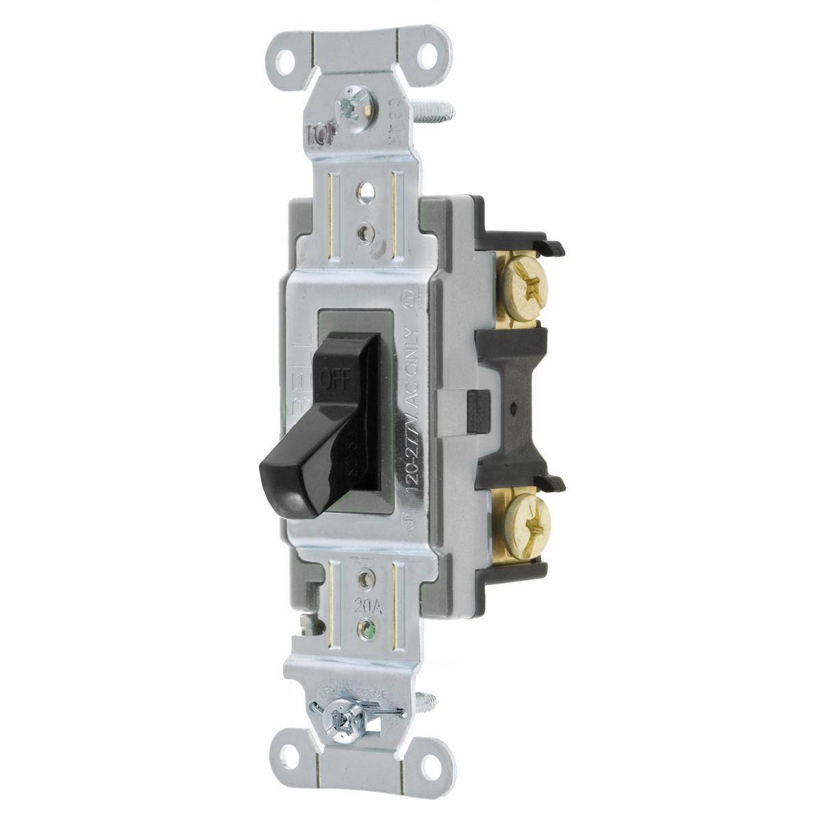 EATON Arrow Hart CS120BK Heavy Duty Specification Grade Toggle Switch, 120/277 V, 20 A, 1 hp Power Rating