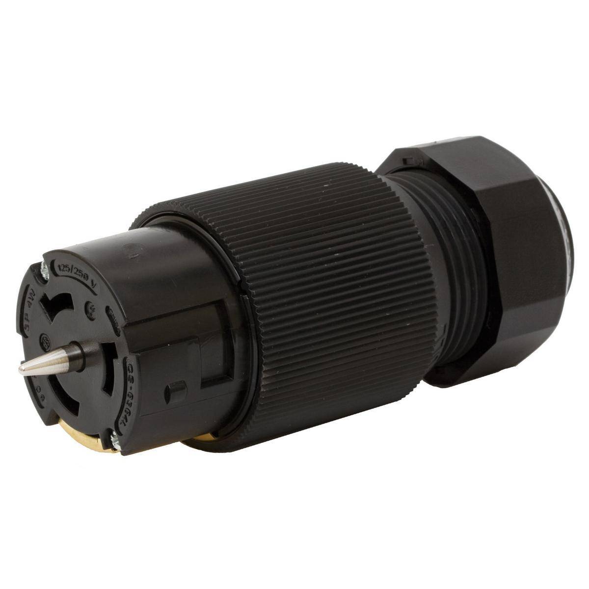 Wiring Device-Kellems Twist-Lock® Insulgrip® CS6364L Economy Female Grounding Heavy Duty Isolated Standard Cord Mount Locking Connector, 125/250 VAC, 50 A, 3 Poles, 4 Wires, Black