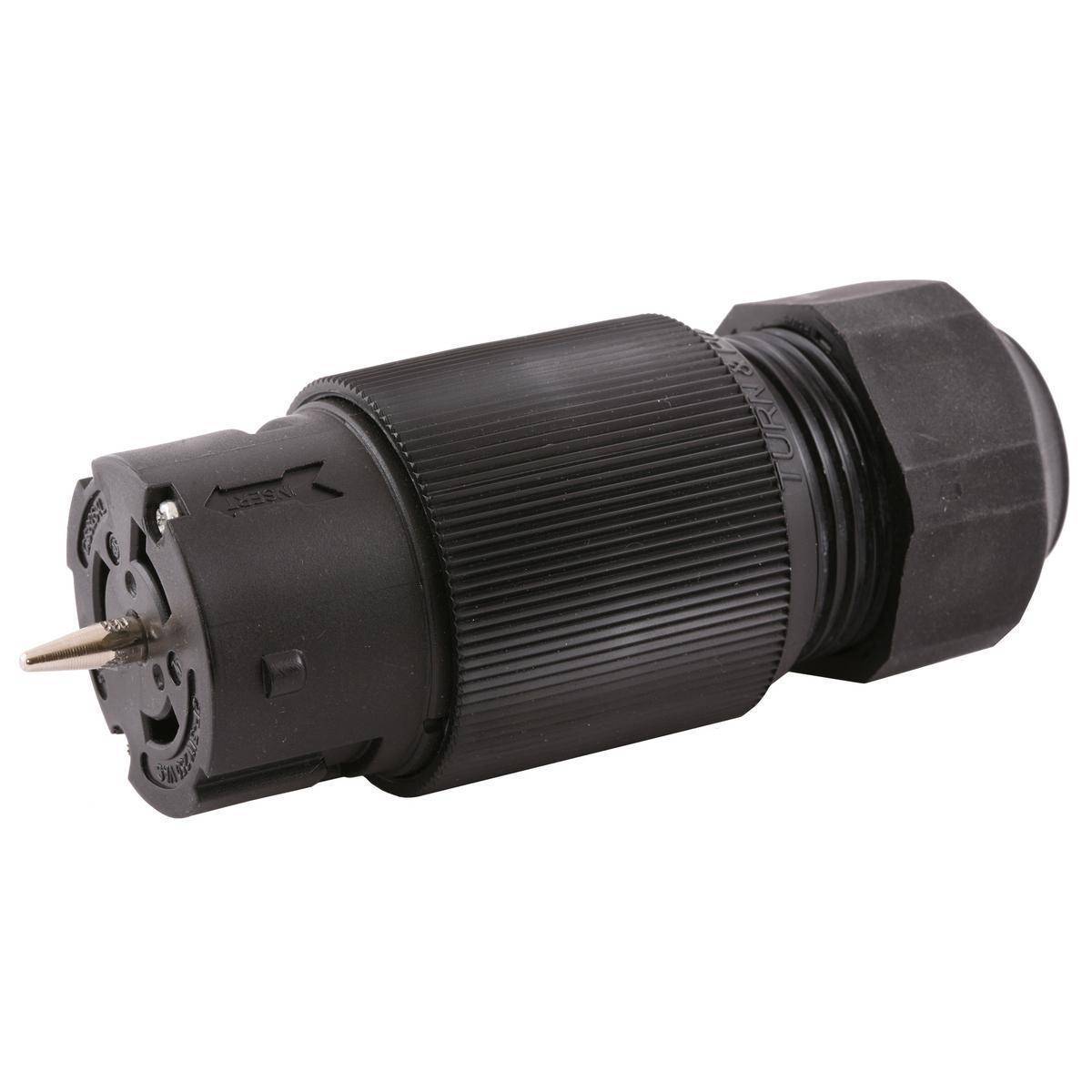 Wiring Device-Kellems Twist-Lock® CS8364L 3-Phase Economy Female Grounding Heavy Duty Isolated Standard Cord Mount Locking Connector, 250 VAC, 50 A, 3 Poles, 4 Wires, Black
