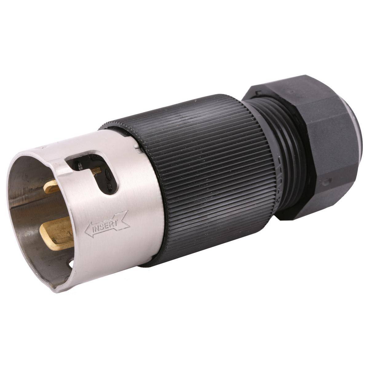 Bryant Electric Wiring Device-Kellems CS8365L 3-Phase Economy Extra Heavy Duty Grounding Male Locking Plug, 250 VAC, 50 A, 3 Poles, 4 Wires, Black