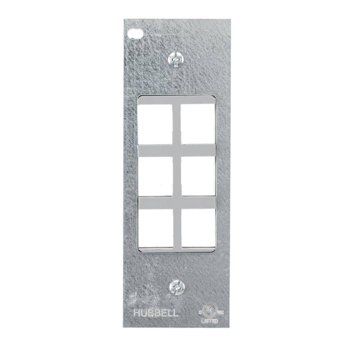 PREMISE WIRING SystemOne™ FB10MPKEY 6-Port Standard Mounting Plate With (6) Keystone Openings, 1 Gang, Stamped Steel