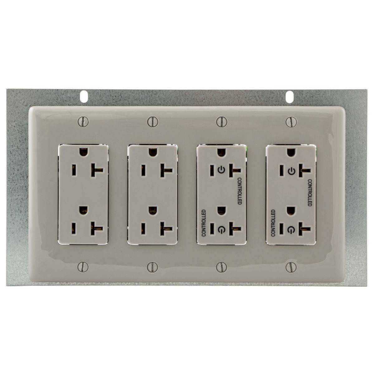 Wiring Device-Kellems SystemOne FB10MPNEMA4G CFB10 Floor Box Mounting Plate With (4) Single Service Openings Utilizing NEMA Spacing, 9.52 in L x 5.19 in W, 10 Gangs, Galvanized Stamped Steel