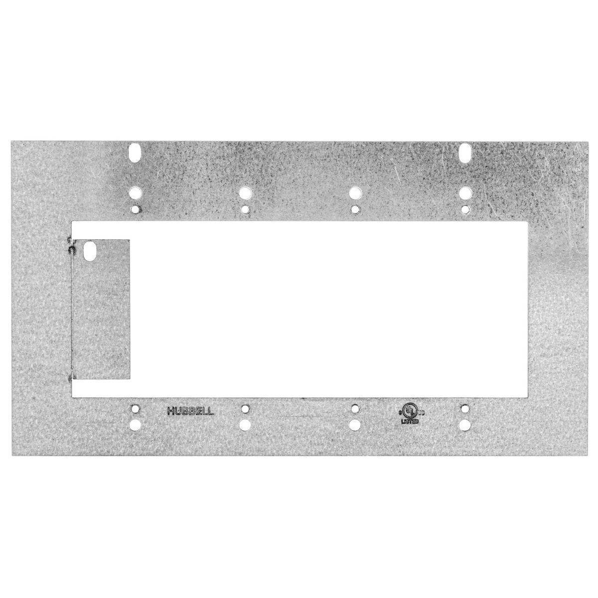 Wiring Device-Kellems SystemOne FB10MPNEMA4G CFB10 Floor Box Mounting Plate With (4) Single Service Openings Utilizing NEMA Spacing, 9.52 in L x 5.19 in W, 10 Gangs, Galvanized Stamped Steel