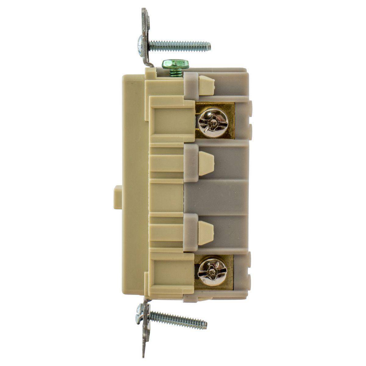 Wiring Device-Kellems Hubbell-PRO™ GF15I 1-Phase Duplex Grounding Standard Straight Blade Screw Mount GFCI Receptacle, 125 VAC, 15 A, 2 Poles, 3 Wires, Ivory
