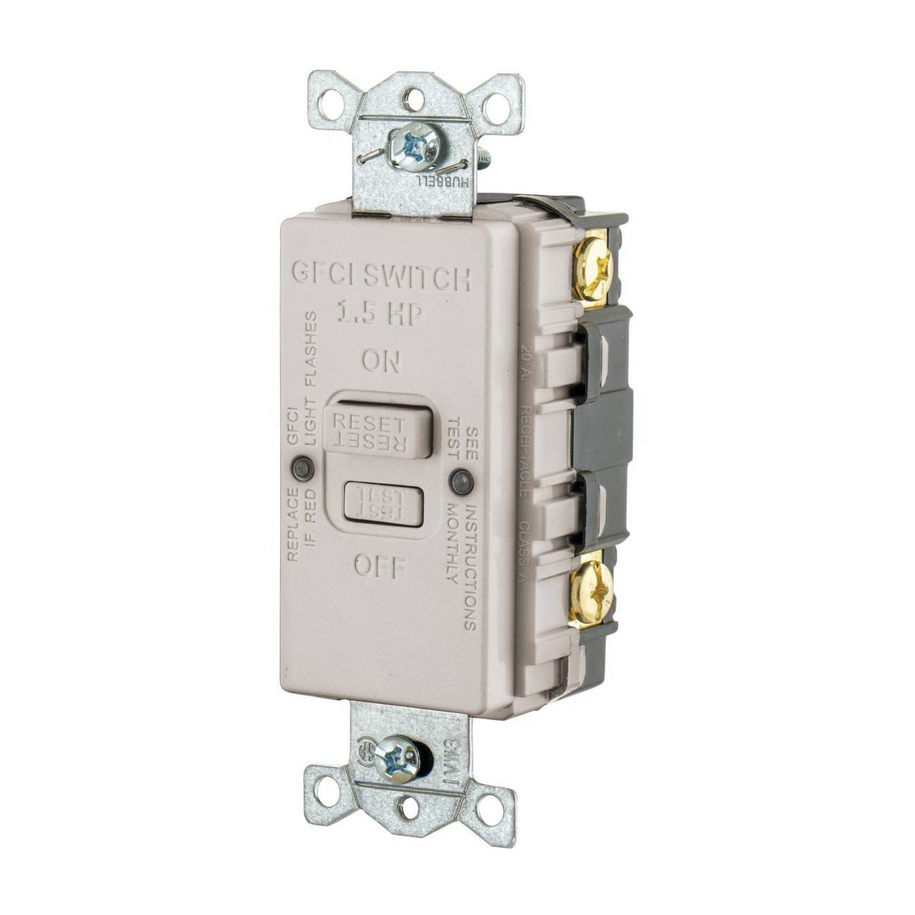 Wiring Device-Kellems GFBFHP20LA HP Rated Standard Blank Face GFCI Receptacle, 125 VAC, 20 A, Light Almond