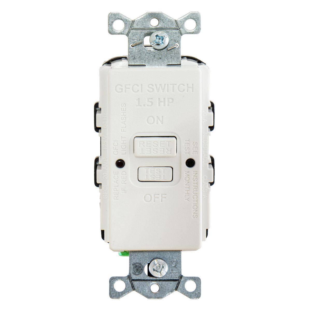 Wiring Device-Kellems AUTOGUARD® GFBFHP20W 1-Phase Blank Face Insulated Standard GFCI Receptacle, 125 VAC, 20 A, 3 Wires, White