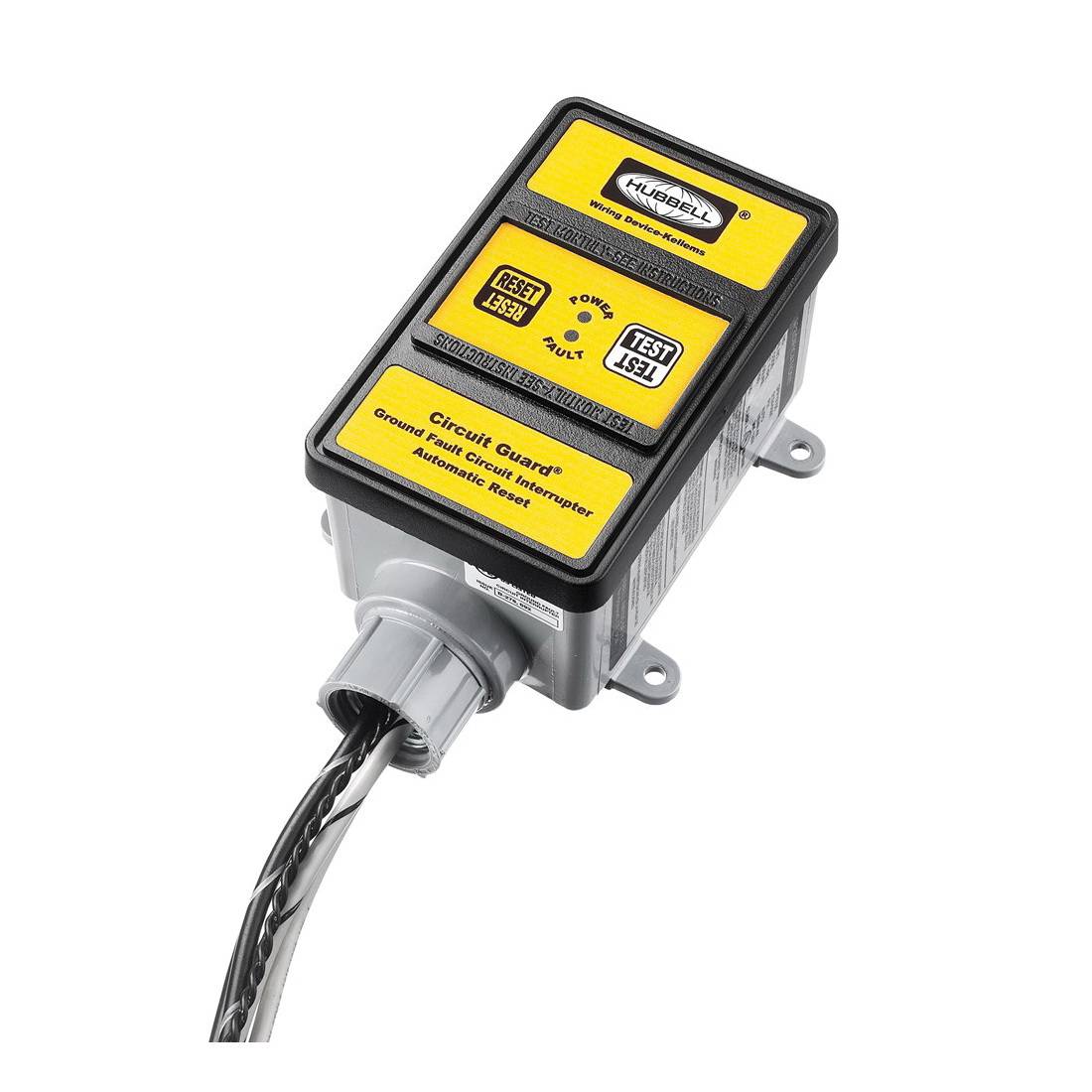 Wiring Device-Kellems Circuit Guard® GFHW23115 3-Wire Automatic Multi-Strand Fabricated Hard Wired GFCI With Audible Alarm, 240 VAC, 30 A, 7200 W Power Rating, NEMA 4X Enclosure, Thermoplastic