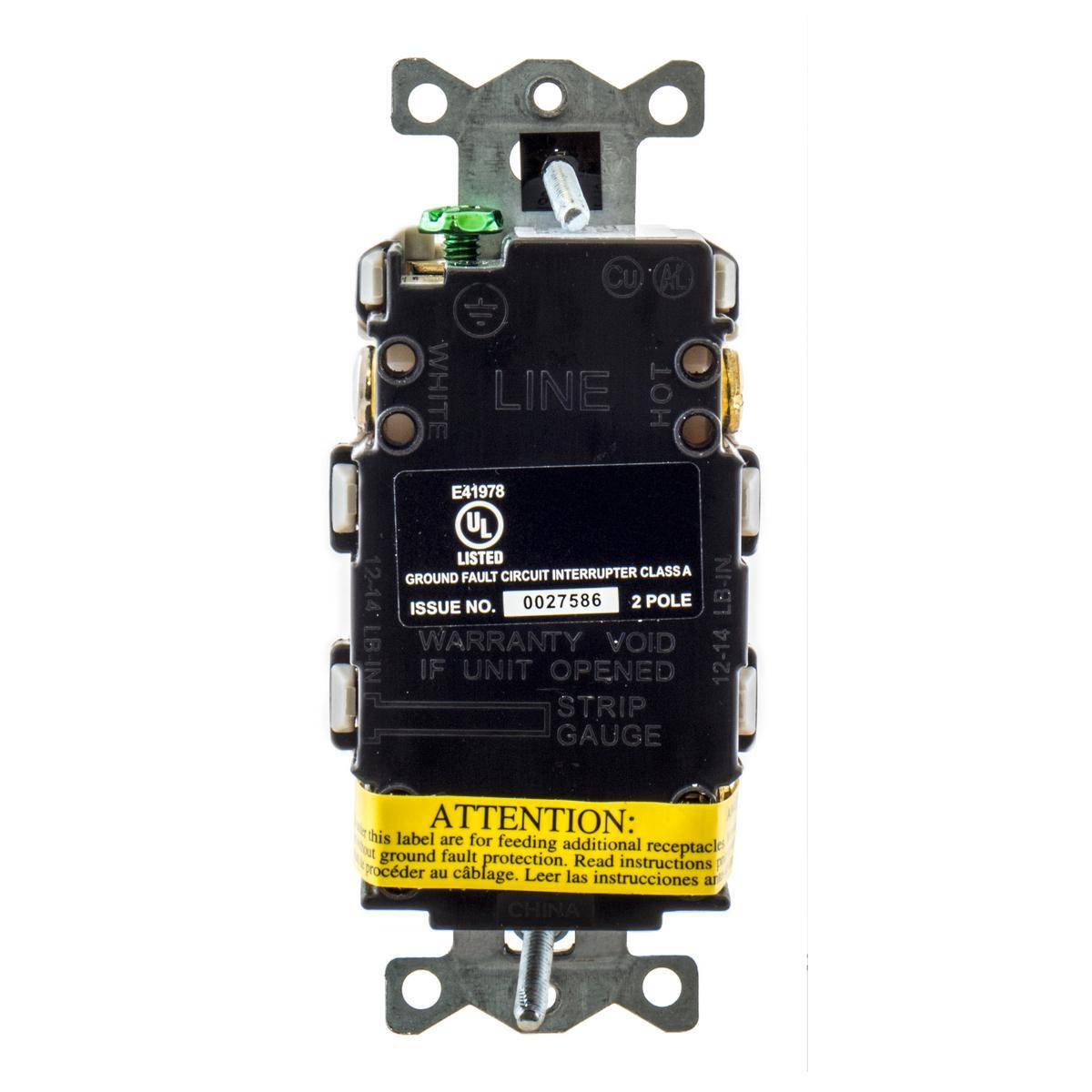 Wiring Device-Kellems AUTOGUARD® Style Line® GFRST15GYBULK 1-Phase Decorator Duplex Heavy Duty Standard Straight Blade Self-Test Screw Mount GFCI Receptacle, 125 VAC, 15 A, 2 Poles, 3 Wires, Gray